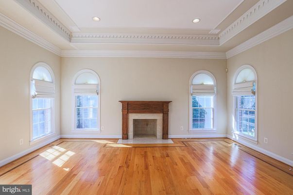 Empty room, Fireplace, Interior, Recessed Lighting, Wood Texture Flooring