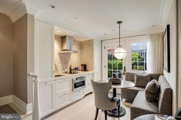 Interior, Kitchen, Living room, Pendant Lights, Recessed Lighting, Stainless Steel Appliances, Stone Walls, Wood Texture Flooring