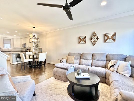 Dining room, Interior, Kitchen, Living room, Pendant Lights, Recessed Lighting, Wood Texture Flooring