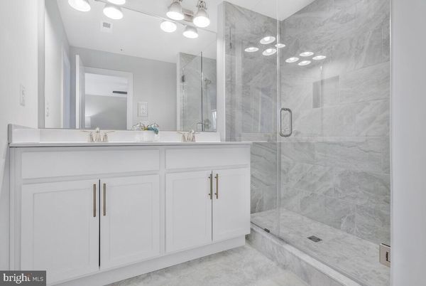 Bathroom, Dual Sink Vanities, Glass Shower, Interior, Marble Walls