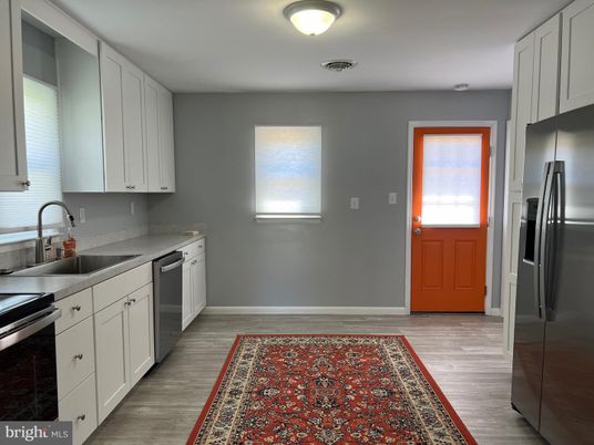Interior, Kitchen, Stainless Steel Appliances, Wood Texture Flooring