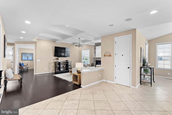 Fireplace, Interior, Recessed Lighting, Wood Texture Flooring