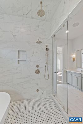 Bathroom, Glass Shower, Interior, Marble, Marble Walls