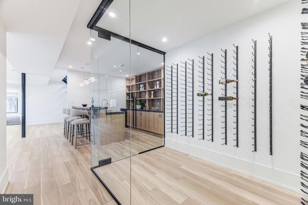 Interior, Pendant Lights, Recessed Lighting, Wine Storage, Wood Texture Flooring