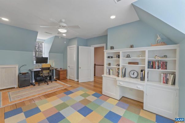 Home Office, Interior, Recessed Lighting, Wood Texture Flooring
