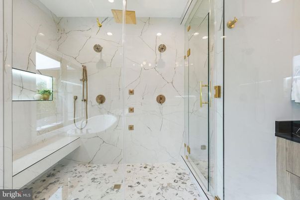 Bathroom, Glass Shower, Interior, Marble Walls