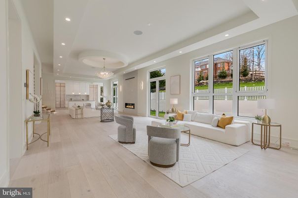 Chandelier, Fireplace, Interior, Living room, Pendant Lights, Recessed Lighting, Wood Texture Flooring