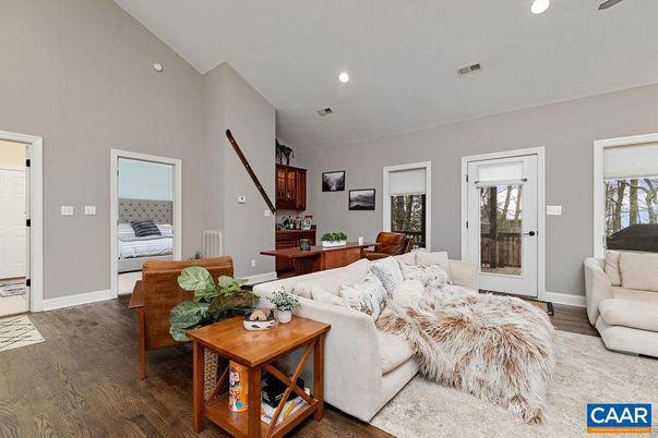 Bedroom, Interior, Living room, Recessed Lighting, Wood Texture Flooring
