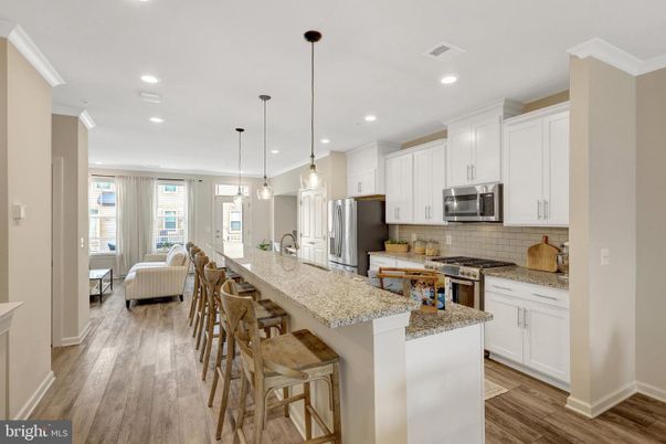 Interior, Kitchen, Living room, Pendant Lights, Recessed Lighting, Stainless Steel Appliances, Wood Texture Flooring