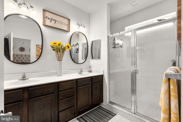 Bathroom, Dual Sink Vanities, Glass Shower, Interior