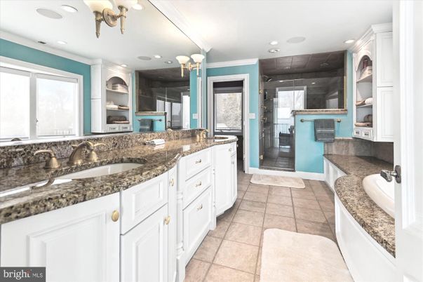 Bathroom, Dual Sink Vanities, Glass Shower, Interior, Recessed Lighting