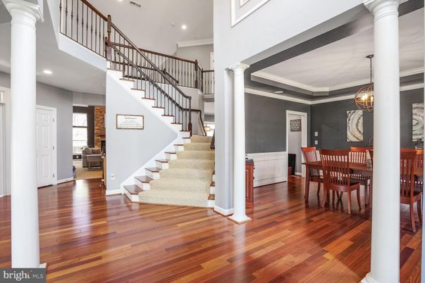 Dining room, Interior, Pendant Lights, Recessed Lighting, Wood Texture Flooring