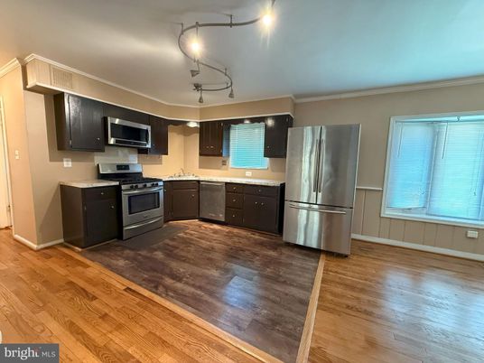 Interior, Kitchen, Stainless Steel Appliances, Wood Texture Flooring