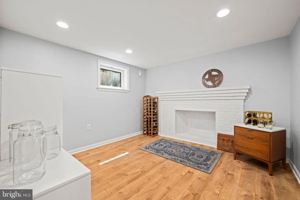 Fireplace, Interior, Recessed Lighting, Wood Texture Flooring