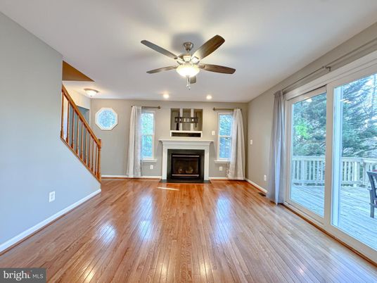 Empty room, Fireplace, Interior, Recessed Lighting, Wood Texture Flooring