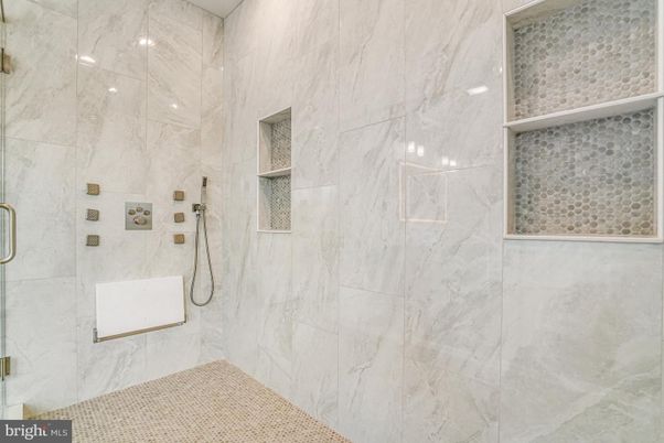 Bathroom, Glass Shower, Interior, Marble Walls