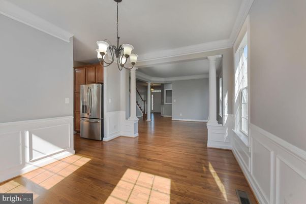 Chandelier, Interior, Kitchen, Stainless Steel Appliances, Wood Texture Flooring
