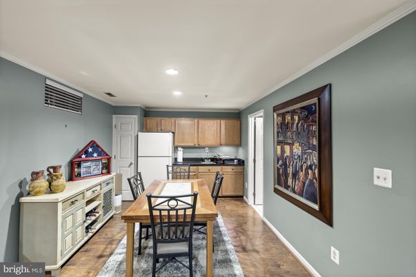 Dining room, Interior, Kitchen, Recessed Lighting, Wood Texture Flooring