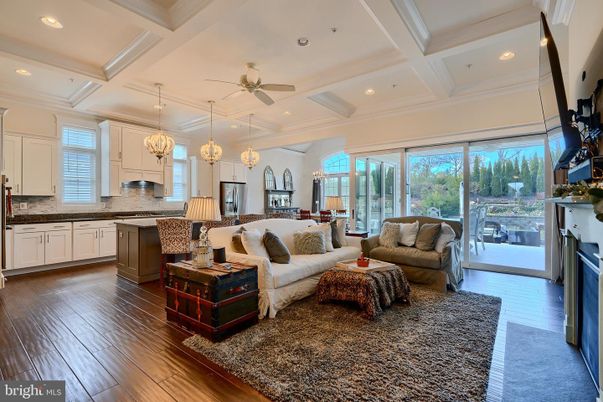 Interior, Kitchen, Living room, Pendant Lights, Recessed Lighting, Stainless Steel Appliances, Wood Texture Flooring