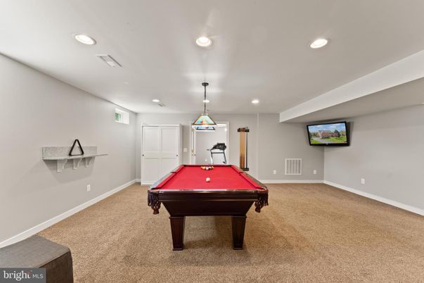 Billiard Table, Game Room, Interior, Pendant Lights, Recessed Lighting