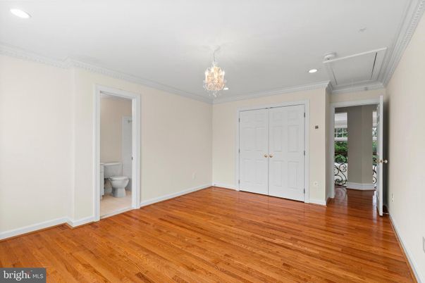 Bathroom, Chandelier, Empty room, Interior, Recessed Lighting, Wood Texture Flooring