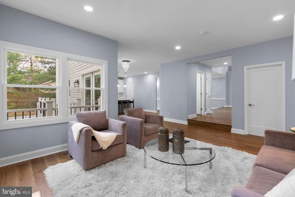Dining room, Interior, Living room, Recessed Lighting, Wood Texture Flooring