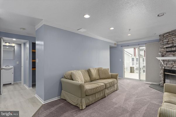 Fireplace, Interior, Recessed Lighting, Stone Walls