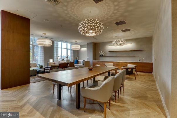 Dining room, Interior, Living room, Pendant Lights, Recessed Lighting, Wood Texture Flooring