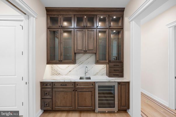 Interior, Kitchen, Marble Walls, Wood Texture Flooring