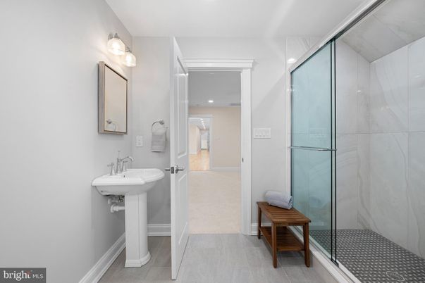 Bathroom, Glass Shower, Interior, Recessed Lighting