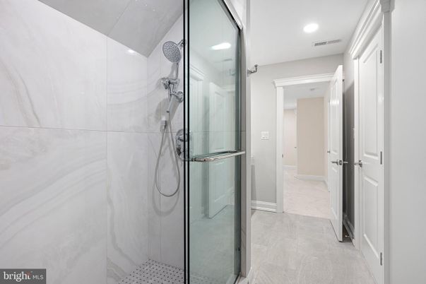 Bathroom, Glass Shower, Interior, Recessed Lighting