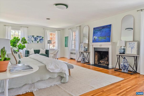 Bedroom, Fireplace, Interior, Living room, Wood Texture Flooring