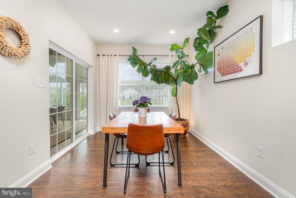 Dining room, Interior, Recessed Lighting, Wood Texture Flooring
