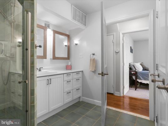 Bathroom, Glass Shower, Interior, Wood Texture Flooring