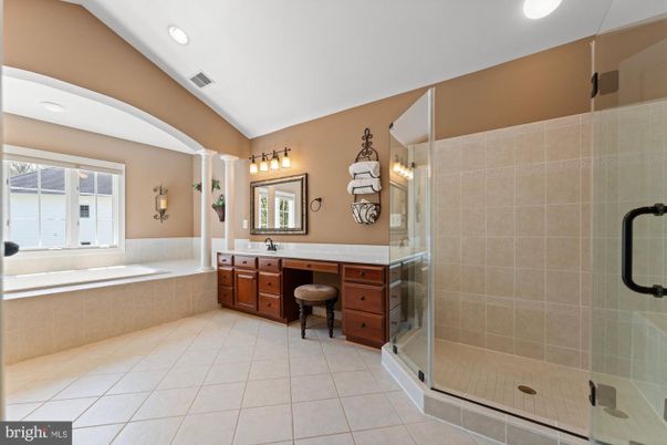 Bathroom, Dual Sink Vanities, Glass Shower, Interior, Recessed Lighting