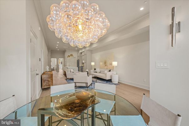 Chandelier, Dining room, Interior, Living room, Recessed Lighting, Wood Texture Flooring