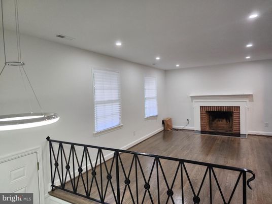 Fireplace, Interior, Recessed Lighting, Wood Texture Flooring
