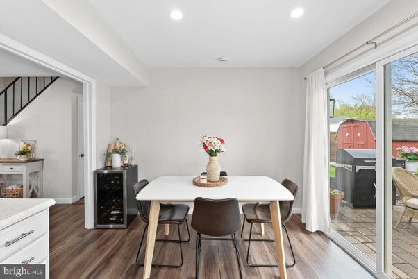 Dining room, Interior, Recessed Lighting, Wood Texture Flooring
