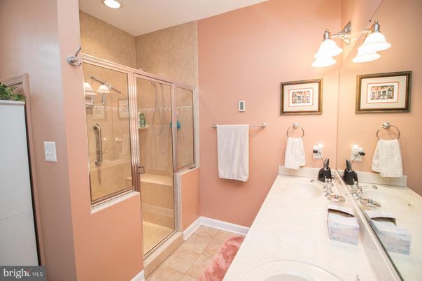 Bathroom, Dual Sink Vanities, Glass Shower, Interior, Recessed Lighting