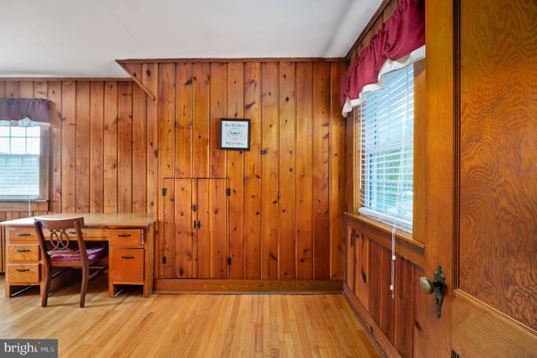 Home Office, Interior, Wood Texture Flooring, Wooden Walls
