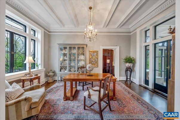 Chandelier, Home Office, Interior, Wood Texture Flooring
