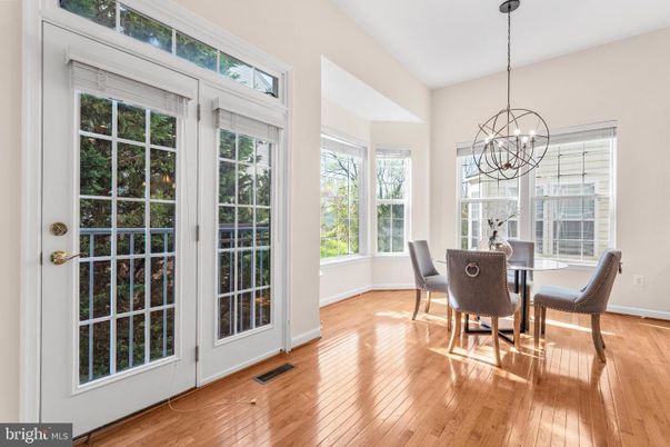 Chandelier, Dining room, Interior, Wood Texture Flooring
