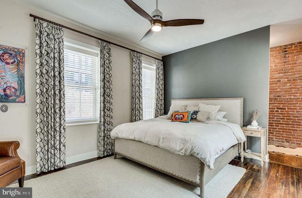 Bedroom, Interior, Stone Walls, Wood Texture Flooring