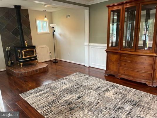 Fireplace, Interior, Pendant Lights, Recessed Lighting, Wood Texture Flooring