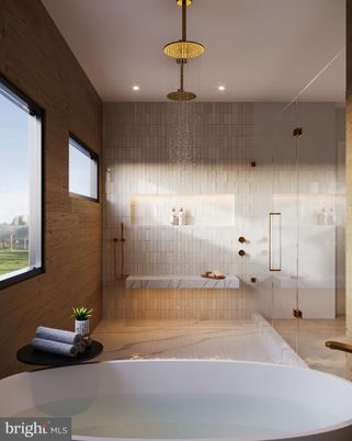 Bathroom, Glass Shower, Interior, Recessed Lighting, Wooden Walls