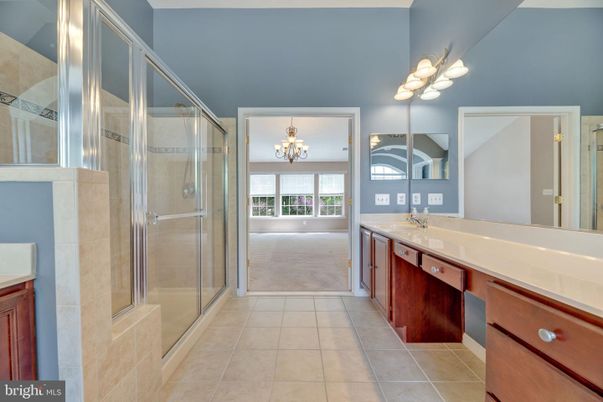 Bathroom, Chandelier, Glass Shower, Interior