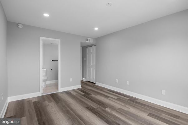Bathroom, Empty room, Interior, Recessed Lighting, Wood Texture Flooring