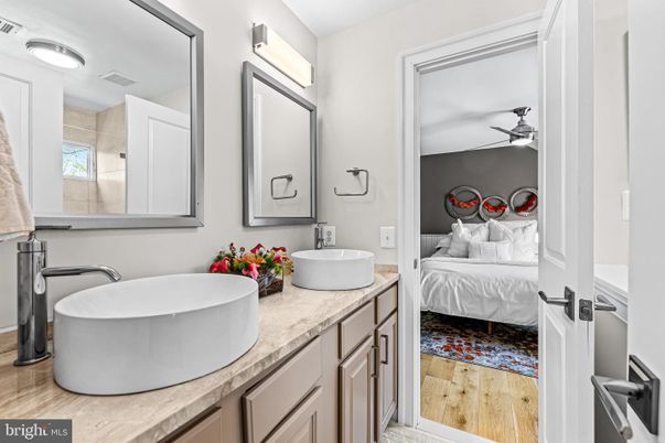 Bathroom, Bedroom, Dual Sink Vanities, Interior, Wood Texture Flooring