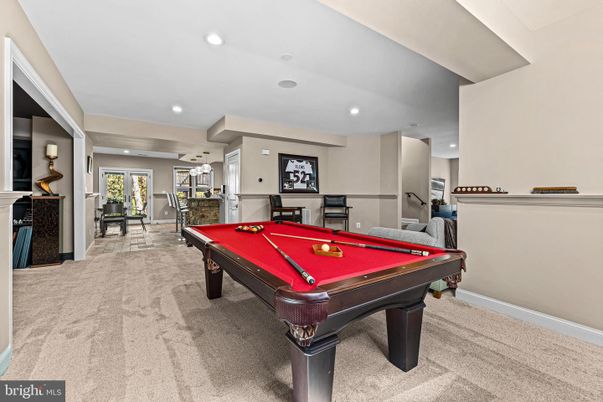 Billiard Table, Fireplace, Game Room, Interior, Recessed Lighting