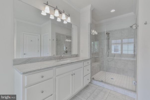 Bathroom, Dual Sink Vanities, Glass Shower, Interior, Recessed Lighting